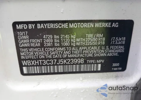 2018 BMW X1 xDrive28I z USA, uszkodzony, nr VIN WBXHT3C37J5K23998